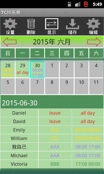 TC Scheduling Table