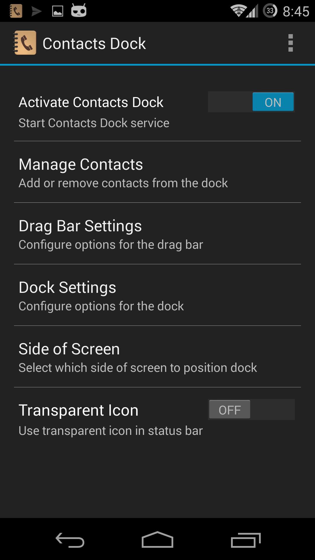 Contacts Dock