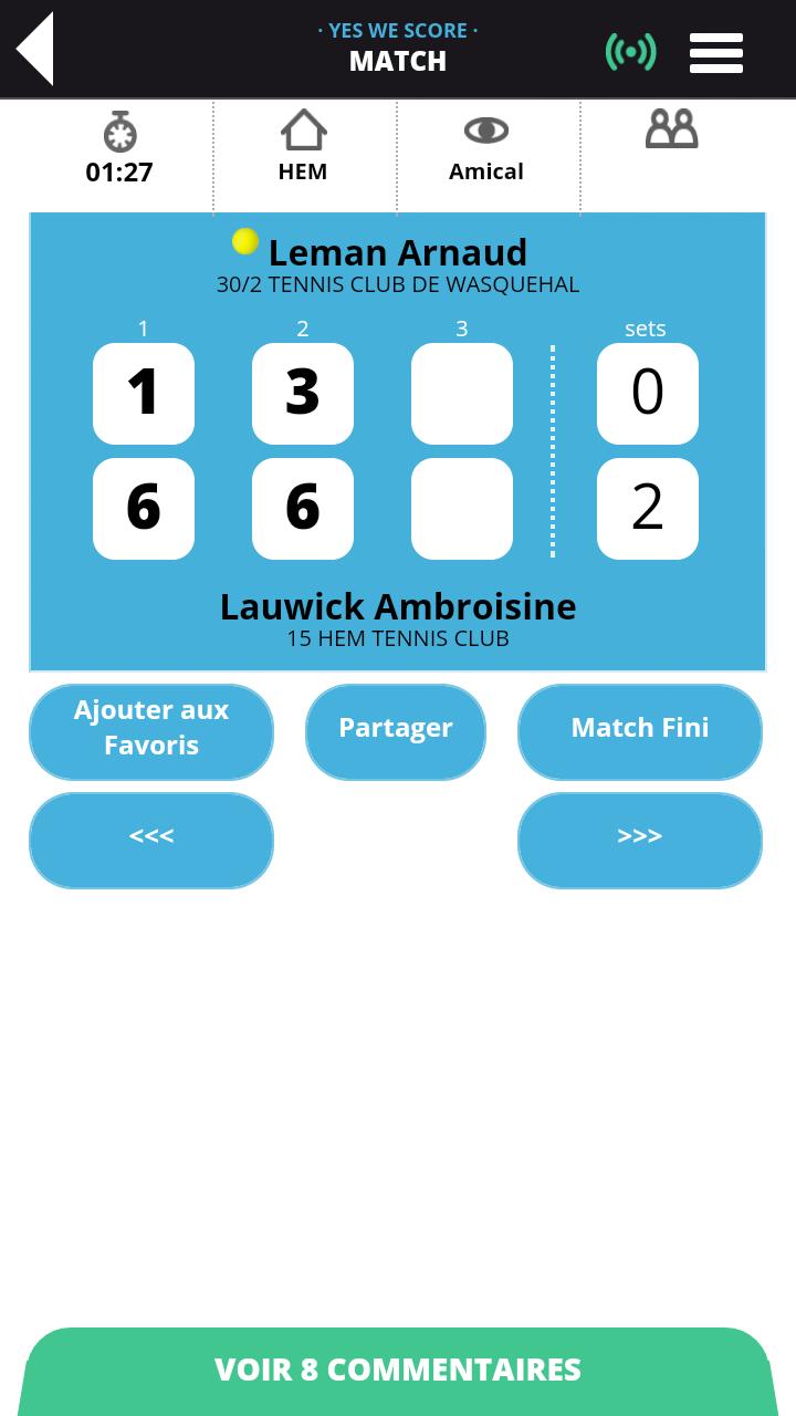 YesWeScore Tennis