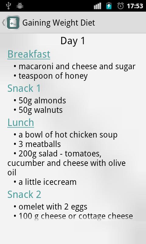 Gaining Weight Diet