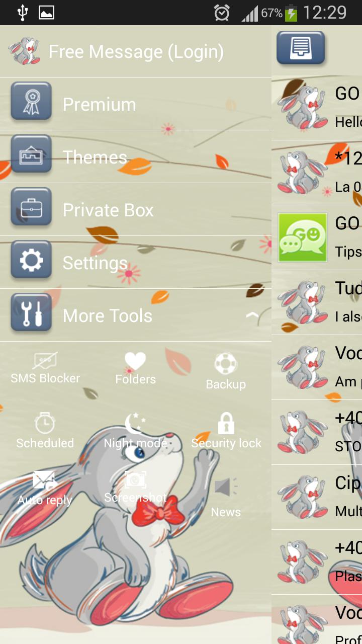GO SMS Bunny Rabbit Theme