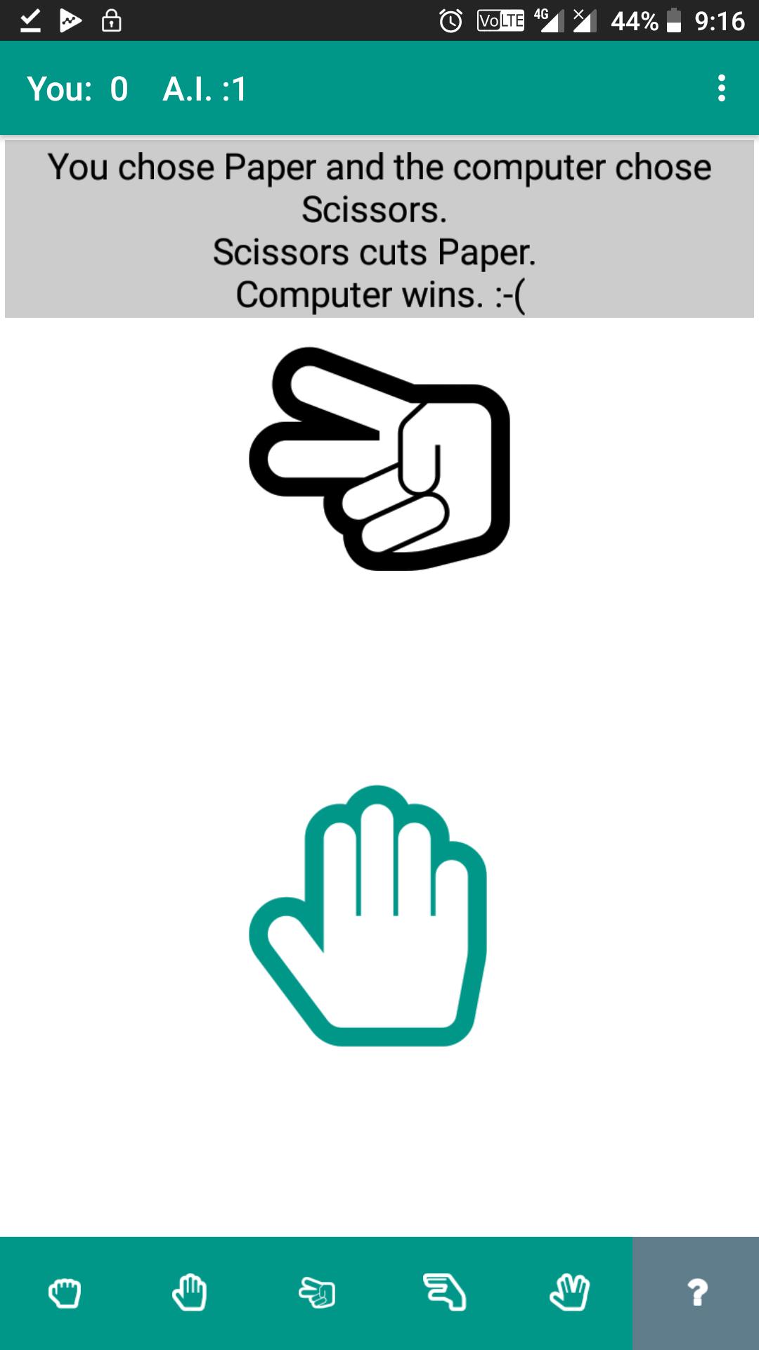 Stone Paper Scissor Game